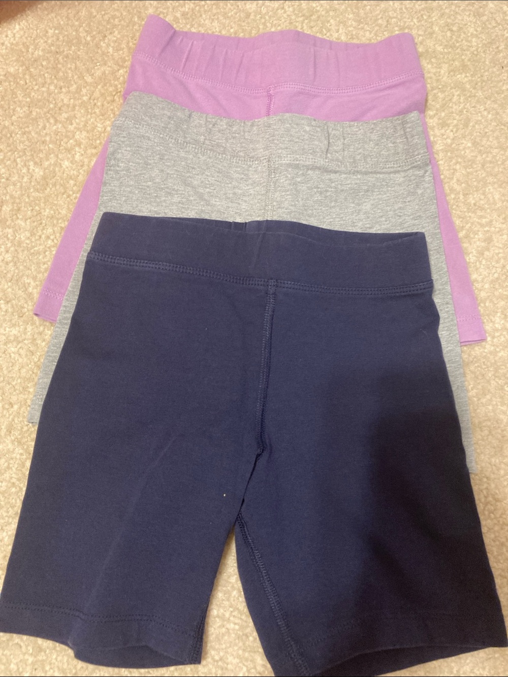 Primary Kids Bike Shorts in Navy, Heather Gray & Lavender